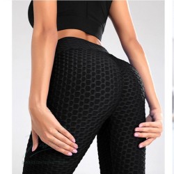 Leggings effetto push-up anticellulite tiktok elasticizzato modellante bolle yoga sport
