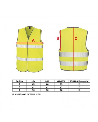 Gilet drone alta visibilità tabella taglie