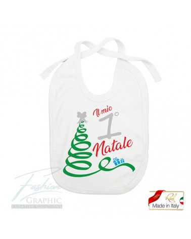 Bavaglino bavetta il mio primo Natale neonato neonata in caldo cotone made in italy