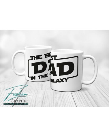 Tazza mug the best dad in the galaxy star wars inspired guerre stellari bianco