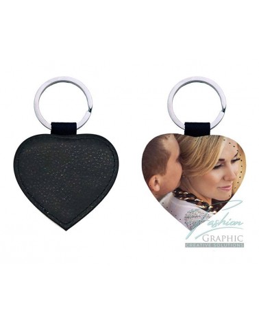 Portachiavi cuore in ecopelle personalizzato con foto immagine