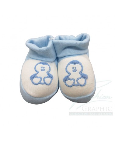 scarpette scarpine neonata pinguino in puro cotone celesti