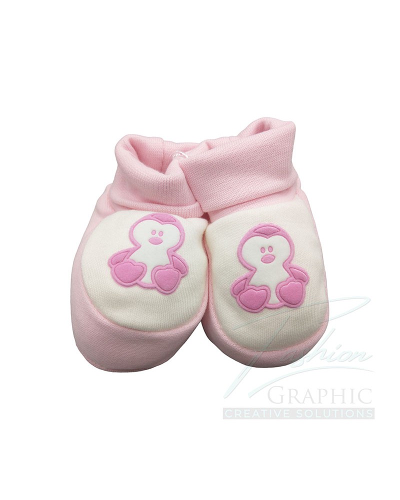 scarpette scarpine neonata pinguino in puro cotone rosa