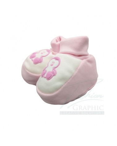 scarpette scarpine neonata pinguino in puro cotone rosa