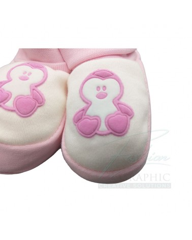 scarpette scarpine neonata pinguino in puro cotone rosa