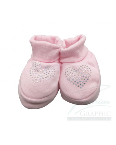 scarpette scarpine neonata strass cuore in puro cotone rosa