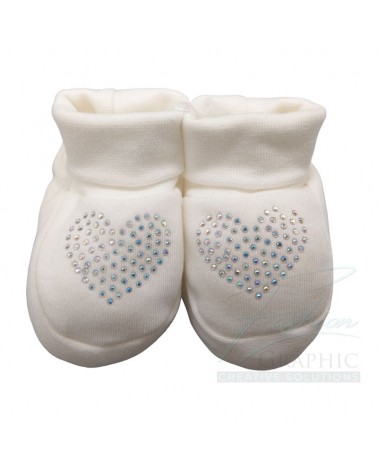 scarpette scarpine neonata strass cuore in puro cotone bianco