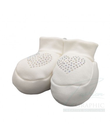 scarpette scarpine neonata strass cuore in puro cotone bianco