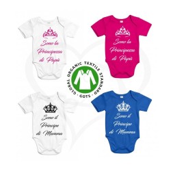 Body neonato principe di mamma principessa di papà in cotone organico