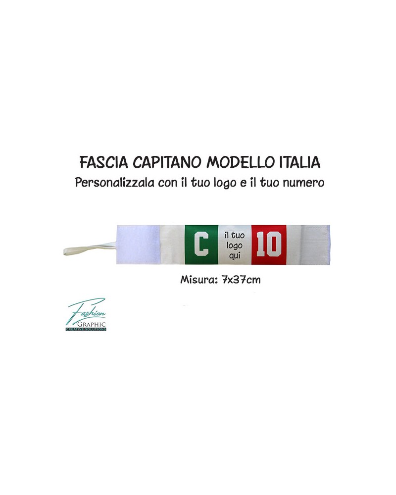 Fascia capitano modello italia con logo e numero personalizzati
