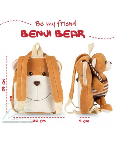 ZAINO bambino per scuola reversibile orsacchiotto Benji Bear