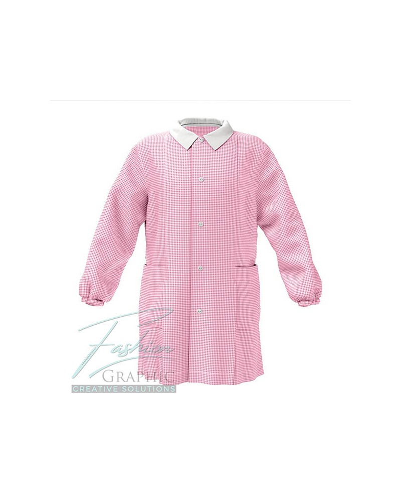 grembiule asilo bambina quadrettato rosa
