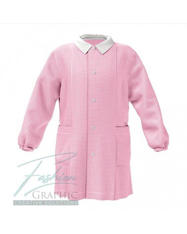 grembiule asilo bambina quadrettato rosa