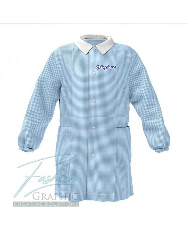 grembiule asilo bambino personalizzato nome blu