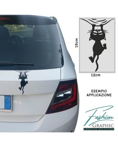 Adesivo sticker gatto che si arrampica cat tuning per auto moto