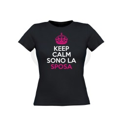 T-shirt keep calm sono la sposa stampa bicolore