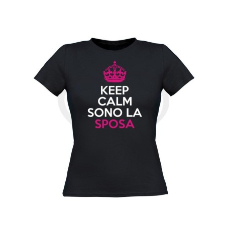 T-shirt keep calm sono la sposa stampa bicolore