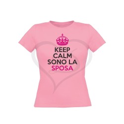 T-shirt keep calm sono la sposa stampa bicolore
