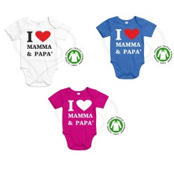 Body neonato I love mamma & Papà in cotone organico