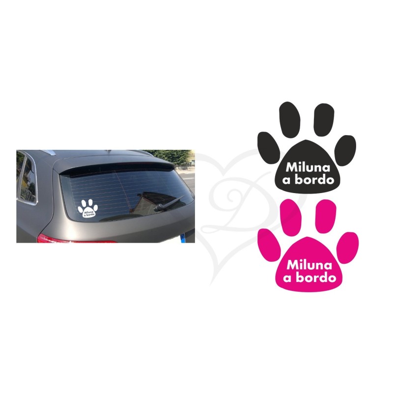 adesivo cane e gatto a bordo personalizzato con nome del cucciolo