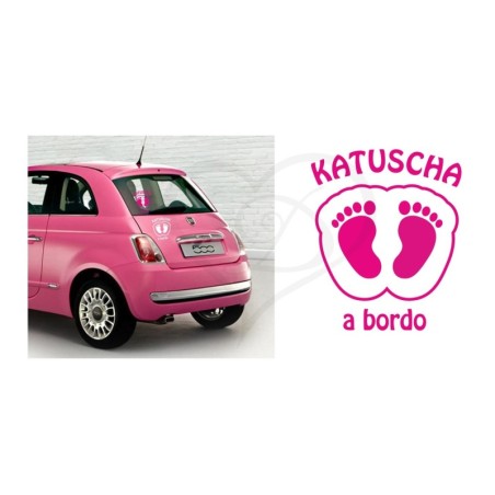 Adesivo impronta piedini nome a bordo personalizzato
