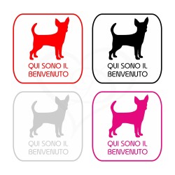 Adesivo stickers vetrina cane qui sono il benvenuto