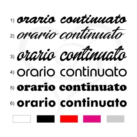 Adesivo stickers vetrina orario continuato
