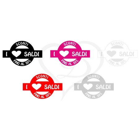Adesivo I LOVE SALDI sticker vetrina
