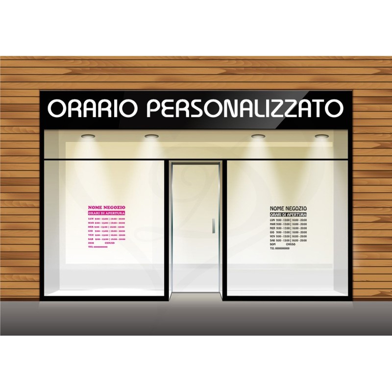 Adesivo vetrino orario di apertura negozio personalizzato