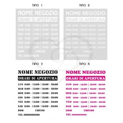 Adesivo vetrino orario di apertura negozio personalizzato