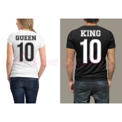 Coppia t-shirt uomo KING donna QUEEN con numero personalizzabile