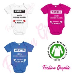 Body neonato neonata wanted ricercato ricercata in cotone organico