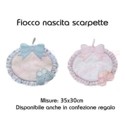 Fiocco nascita scarpette coccarda tela aida punto croce neonato