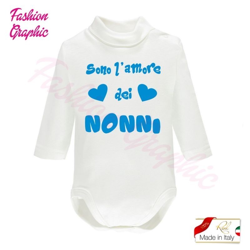 Body lupetto manica lunga amore dei nonni neonato neonata in caldo cotone