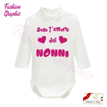 Body lupetto manica lunga amore dei nonni neonato neonata in caldo cotone