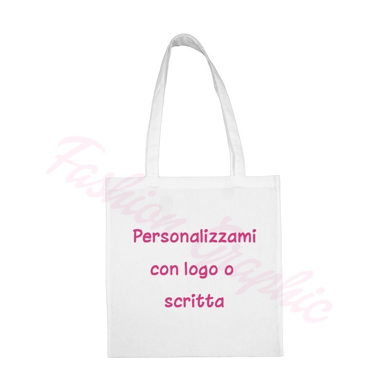 Borsa shopper cotone manico lungo personalizzata con logo o scritte
