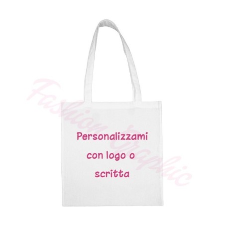 Borsa shopper cotone manico lungo personalizzata con logo o scritte