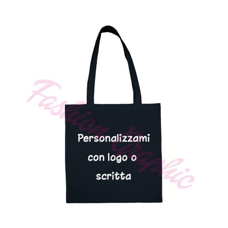 Borsa shopper cotone manico lungo personalizzata con logo o scritte