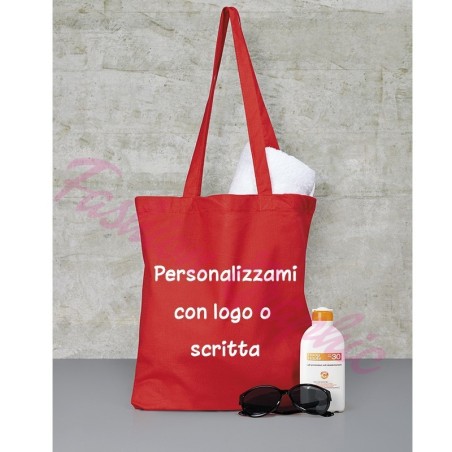 Borsa shopper cotone manico lungo personalizzata con logo o scritte