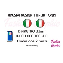 Coppia adesivi resinati bandiera italiana Italia tondi 3d