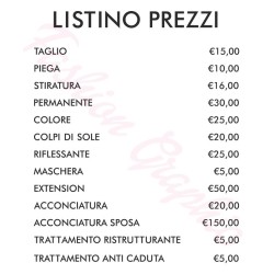 Adesivo listino negozio personalizzato per parrucchiere, estetista altre attività