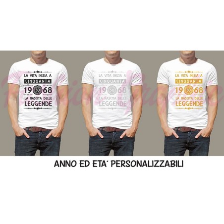 T-shirt uomo la vita inizia a 50 anni la nascita delle leggende