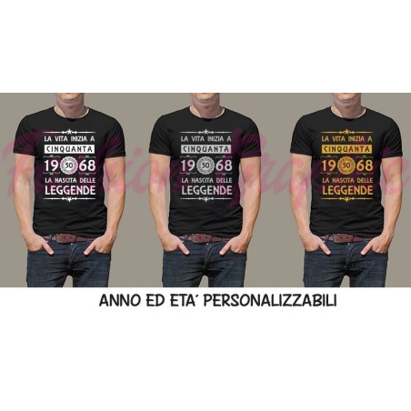T-shirt uomo la vita inizia a 50 anni la nascita delle leggende