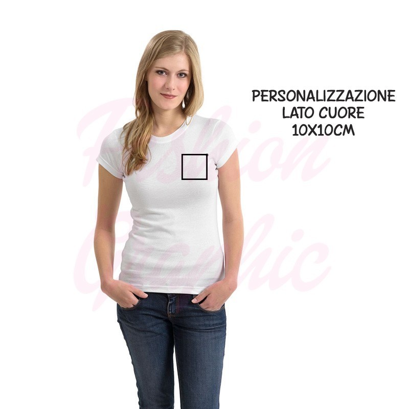 T-shirt uomo donna personalizzata stampa lato cuore a un colore