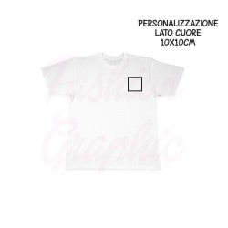 T-shirt uomo donna personalizzata stampa lato cuore a un colore