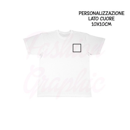 T-shirt uomo donna personalizzata stampa lato cuore a un colore