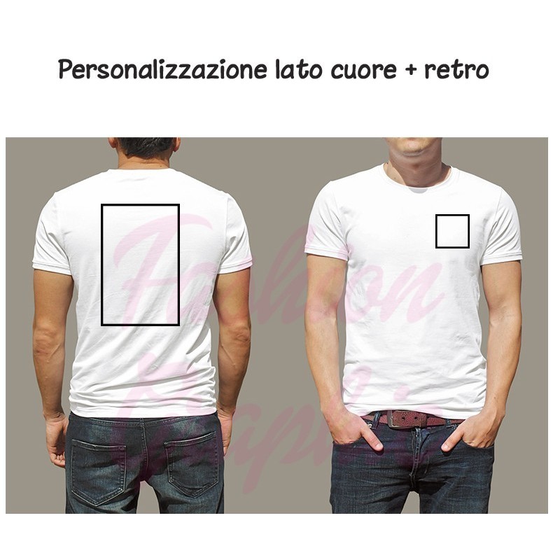 T-shirt uomo donna personalizzata stampa retro e lato cuore