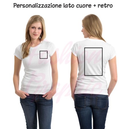 T-shirt uomo donna personalizzata stampa retro e lato cuore