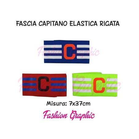 Fascia capitano elasticizzata modello rigato con laccio per braccio
