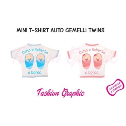 Mini t-shirt auto gemmelli twins bimbo bimba a bordo personalizzata con nomi